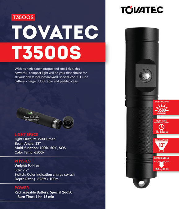 Tovatec 3500 Spot Dive Light - waterworldsports.co.uk