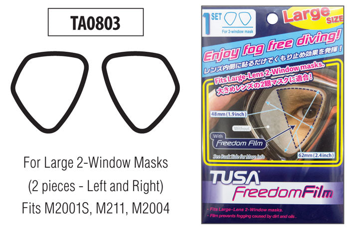 TUSA TA0803 Anti-Fog Film (No-fog Defog) Twin Lens (Large) - waterworldsports.co.uk