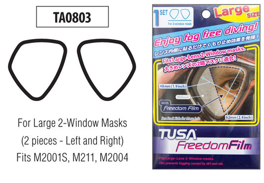 TUSA TA0803 Anti-Fog Film (No-fog Defog) Twin Lens (Large) - waterworldsports.co.uk